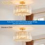 Gold Crystal Ceiling Lights,3-Light Modern LED Chandeliers Fitting,Industrial Crystal Semi Flush Mount Ceiling Lighting for Hallway Living Room Kitchen Bathroom,Dia 36.5cm Image 3