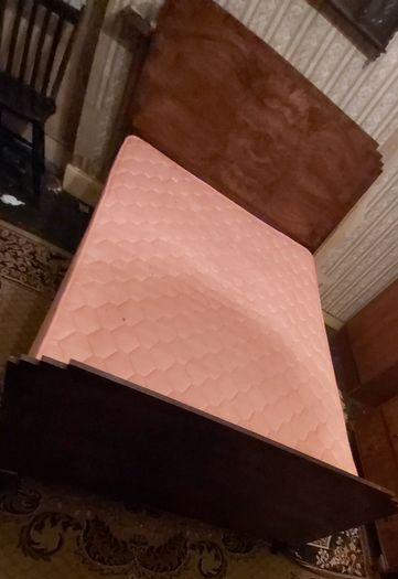 A Wooden Metal Framed Double Bed