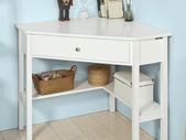 Compact White Corner Desk with Drawer and Shelf  76 x 76 cm, Space-Saving Home Office Table