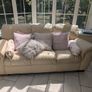 Ultra-Comfortable 2-Seater and 3-Seater Cream Leather Sofa (Well-Loved / Fair Condition) Image 2