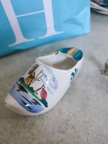 Vintage Delft Dutch Hand Painted Blue Shoe Ashtray Holland Windmill