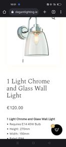 2 chrome and glass wall lights, bought for 240e used for 1 week
