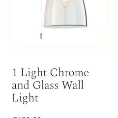 2 chrome and glass wall lights, bought for 240e used for 1 week