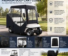 2 Passenger Golf Cart Cover Waterproof Driving Enclosure 600D Polyester