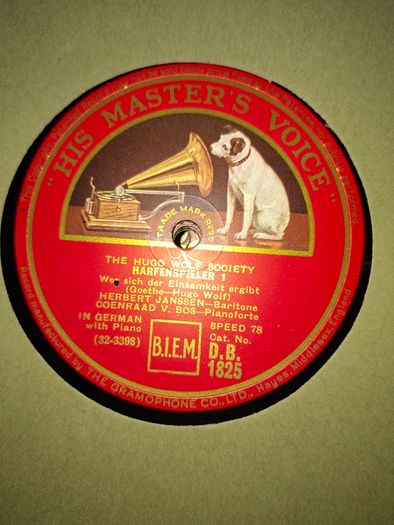 The Hugo Wolf Society Classical Music Series 12-inch 78 RPM released by His Master's Voice (HMV) 1945 postage available