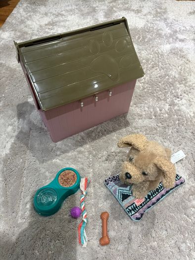 Our Generation dog house set with plush puppy