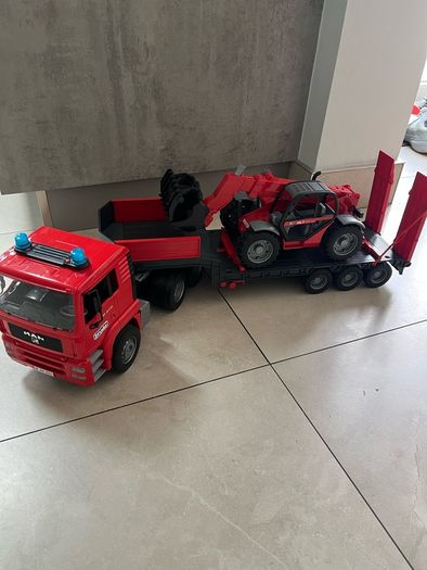 BRUDER low loader truck trailer AND telehandler