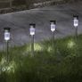 Pack of 10 Solar Powered Stake Lights - LED Garden Outdoor Light, Waterproof Stainless Steel Post Path Lights for Patio Driveway Pathway Walkway Decoration (FREE POSTAGE) Image 3