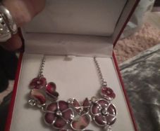 new purple and silver tone necklace