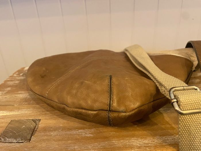 Radley brown leather and beige canvas crossbody bag