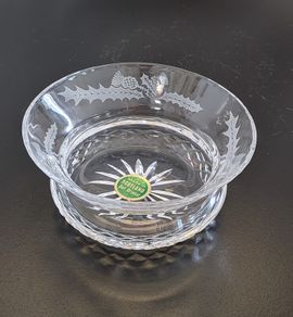Vintage Scottish Cut Crystal Floral Bowl Original Made in Scotland Label