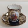2nd Stunning Antique Alt Wien Old Vienna or Augarten Porcelain Manufactory Hand Painted and Hand Gilded Small Coffee Can and Matching Saucer, with the Authentic Bindenschild Shield Backstamps Image 9