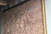 Large Framed Vintage Hunting Scene Wall Tapestry