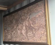 Large Framed Vintage Hunting Scene Wall Tapestry