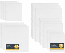 20pcs Canvas Panels (15x20-4pk, 24x30-4pk, 30x40-4pk, 20x20-4pk, 30x30-4pk) 3mm Blank Artist Canvas Board / 280GSM/ 100% Cotton/Triple Primed/Acid Free/Medium Grain