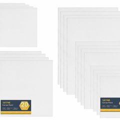 20pcs Canvas Panels (15x20-4pk, 24x30-4pk, 30x40-4pk, 20x20-4pk, 30x30-4pk) 3mm Blank Artist Canvas Board / 280GSM/ 100% Cotton/Triple Primed/Acid Free/Medium Grain