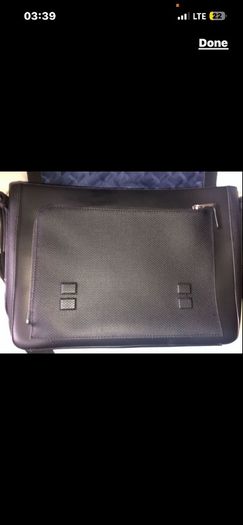 Lacoste leather shoulder messenger laptop Cross Body Travel Work Bag