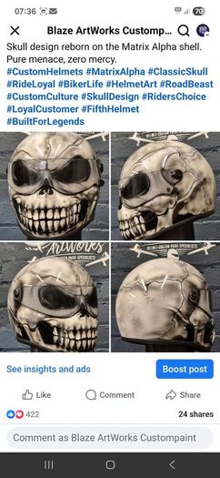 Custom painted motorcycle helmet