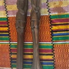 hand-carved wooden salad serving spoon and fork