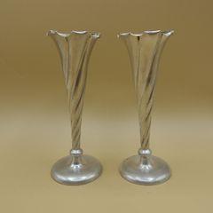 Rare Pair of Victorian Sterling Silver Spiral Bud Vases Chester 1897  Stokes & Ireland Ltd