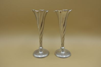 Rare Pair of Victorian Sterling Silver Spiral Bud Vases Chester 1897  Stokes & Ireland Ltd