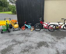 Kids john deere tractor and bikes