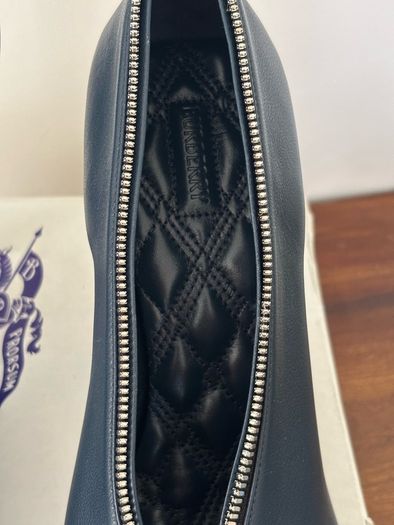 Burberry Navy Leather Baby Zip Heels Size 8