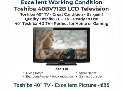 Toshiba 40" Lcd Tv For Sale