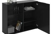 FMD Dresser with 1 Door and Open Shelving Black