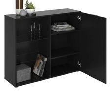 FMD Dresser with 1 Door and Open Shelving Black