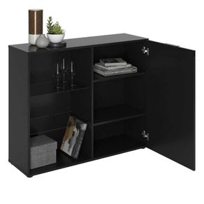 FMD Dresser with 1 Door and Open Shelving Black