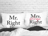 His and Hers Matching Pillowcases - Mr Right and Mrs Always Right Pillow Covers