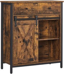 Sideboard with Shelf and Drawer, Kitchen Cabinet, Chest of Drawers with Sliding Door in Country House Style, Industrial Design, Vintage Brown/Black
