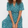 New M&Co blue floral print tiered cotton dress size UK 14 petite Image 2