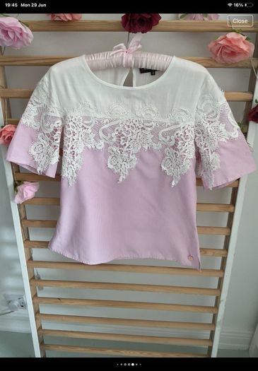 short sleeve pink & white top uk size 8 rant & rave brand