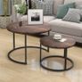 Black Round Coffee Table Set of 2 Side Table for Living Room,Industrial Stacking End Tables,Wood Look Accent Furniture with Metal Frame for Bedroom Decorations Image 2