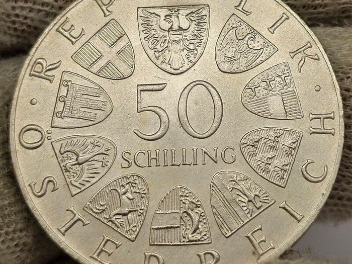 Austria 1974 Silver 50 Shilling Salzburg Cathedral