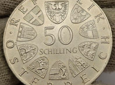Austria 1974 Silver 50 Shilling Salzburg Cathedral