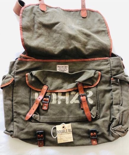 Rrl Double Ralph Lauren Army Canvas Leather Bag Rare!