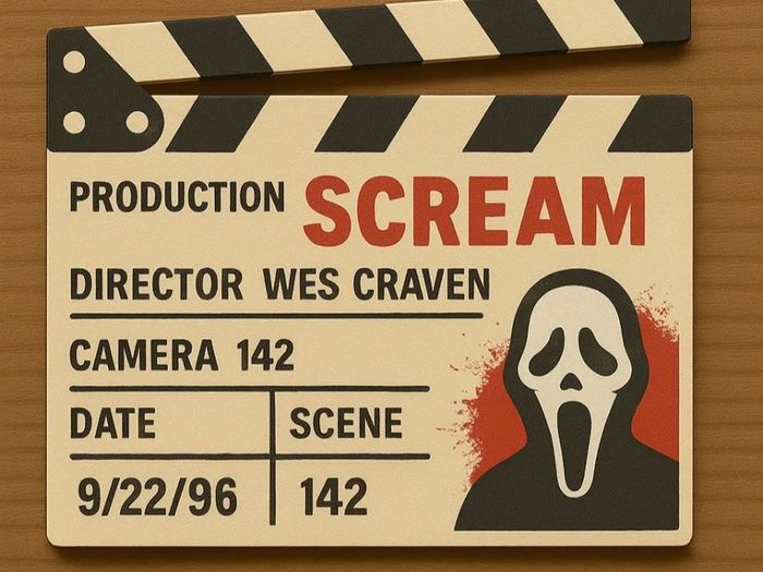 Scream display scene clap board
