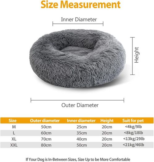 Plush Donut Dog Bed, Calming Round Dog Cat Bed Soft and Fluffy Cuddler Pet Cushion Self-Warming Puppy Beds Machine Washable