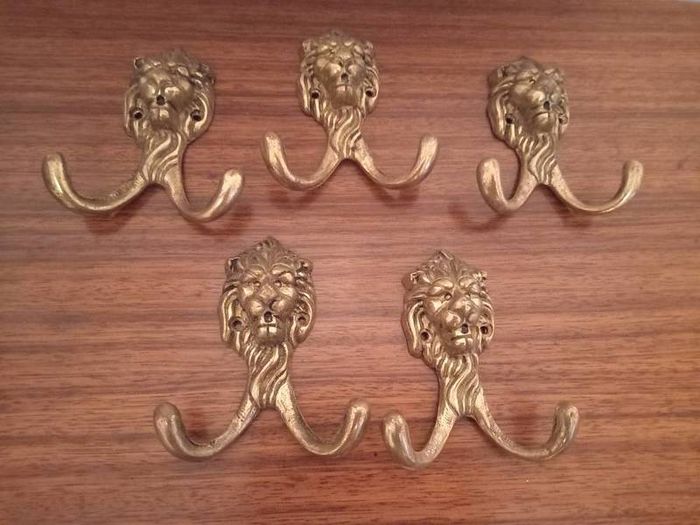 Vintage Brass Lion Head Coat Hook