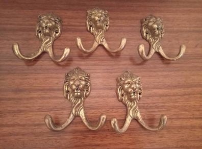 Vintage Brass Lion Head Coat Hook