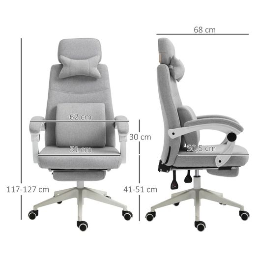 Vinsetto High Back Office Chair Reclining w/ Footrest Grey