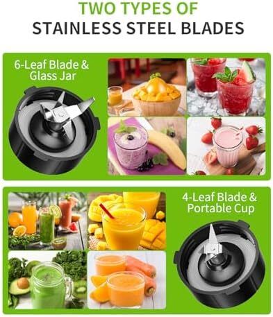 1200W Blender Smoothie Maker 2 in 1 Smoothie Blender with 1.5L Glass Jug & 650ML Travel Cup, 3 Speed Jug Blender, Professional Blenders for Smoothies, Shakes, Frozen Drinks, Ice, Sauces, Silver