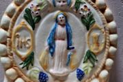 Vintage handpainted holy water font