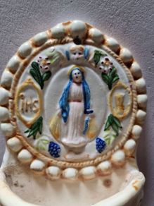 Vintage handpainted holy water font