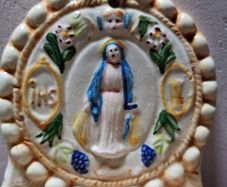 Vintage handpainted holy water font