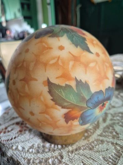 Handpainted Glass Globe shade Bellova Antique 1920s/30s Bellova Art Nouveau Czech glass globe shade