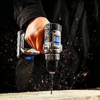 13Pc Cordless Drill Driver 20V-Max Lithium-Ion Combi Drill, Electric Screwdriver, Accessory Kit, LED Work Light (2 x Battery)